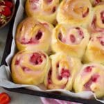 Strawberry Cinnamon Rolls with Lemon Cream Cheese Glaze
