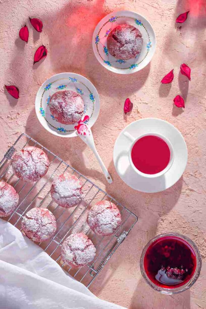 Strawberry Crinkle Cookies