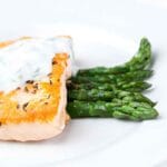 15-Minute Pan Seared Salmon with Basil Tzatziki