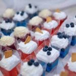 Layered Strawberry and Blueberry Gelatin Cups