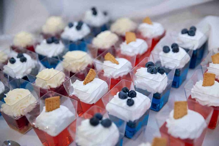 Layered Strawberry and Blueberry Gelatin Cups
