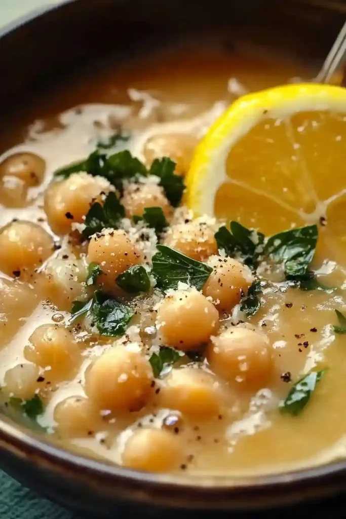 Greek Chickpea Soup with Lemon