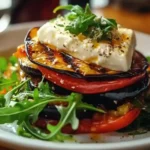 Grilled Eggplant Ratatouille with Fresh Cheese and Arugula
