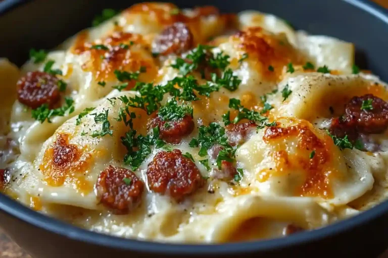 Slow Cooker Cheesy Pierogies and Sausage