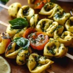 Tortellini Skewers with Lemon Basil Vinaigrette