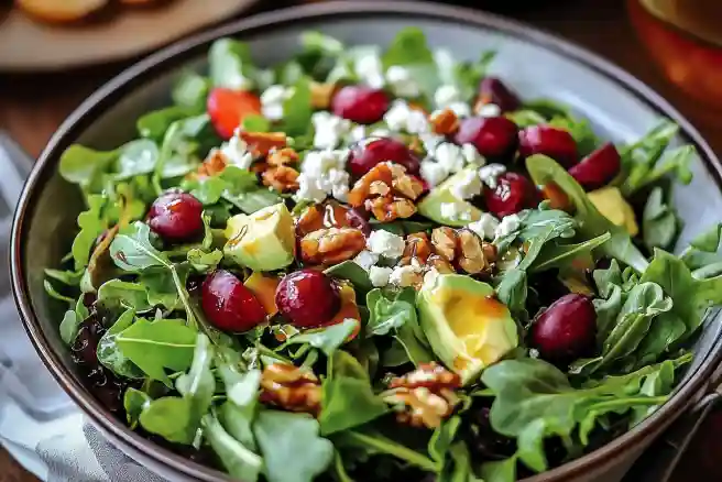 Festive Mixed Green Salad with Honey Mustard Dressing