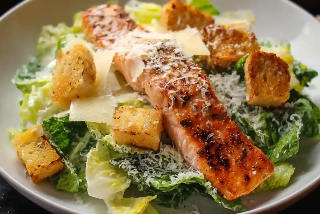 Parmesan Crusted Salmon Caesar Salad
