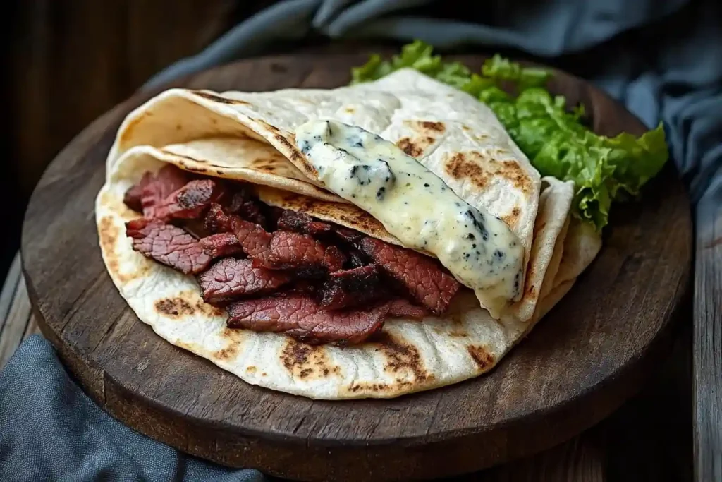 Smoked Beef and Bleu Cheese Pita Wrap