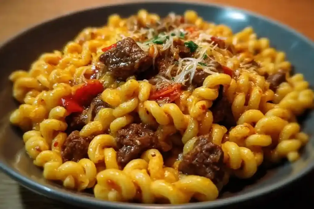 Cajun Beef and Cheddar Pasta