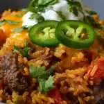 Cheesy Beef Fajita Dirty Rice Casserole