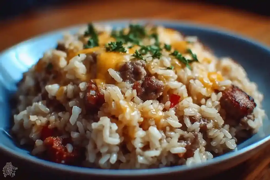 Cheesy Beef and Rice Delight