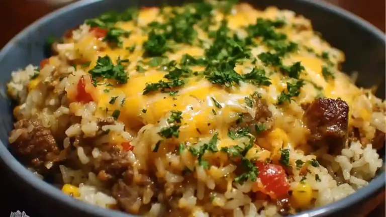 Cheesy Beef and Rice Delight