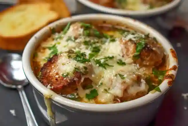 Cheesy Parmesan Meatball Soup