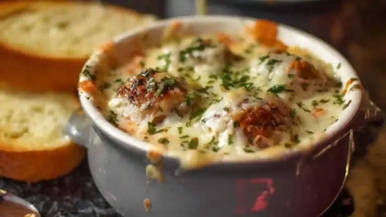 Cheesy Parmesan Meatball Soup