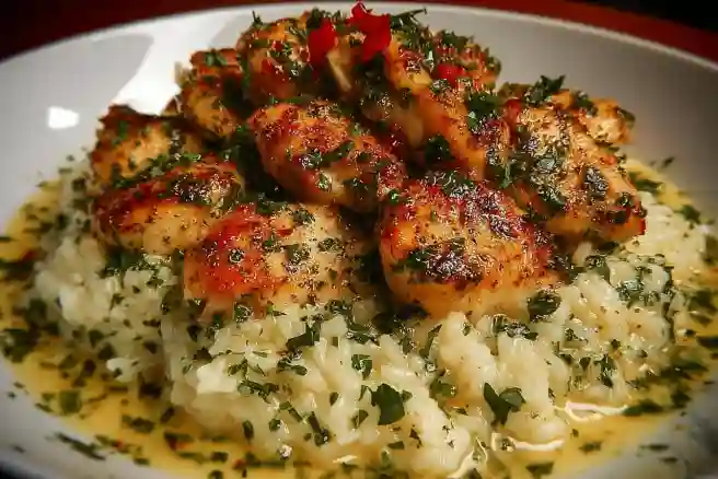 Chicken Scampi with Creamy Garlic Parmesan Rice