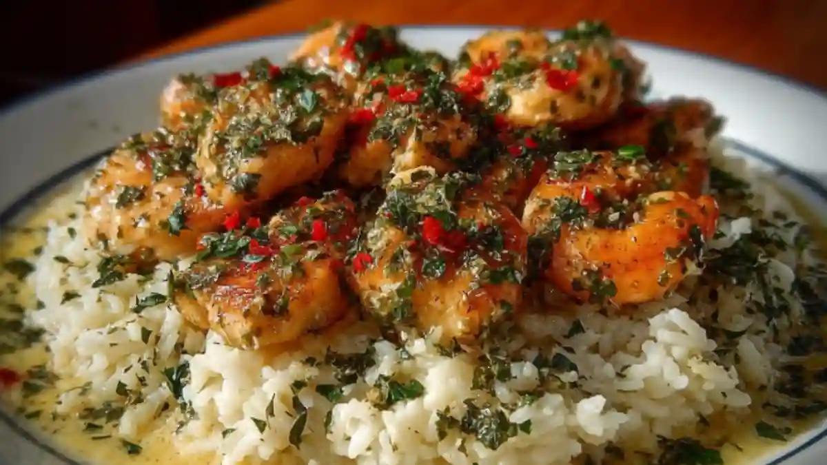 Chicken Scampi with Creamy Garlic Parmesan Rice