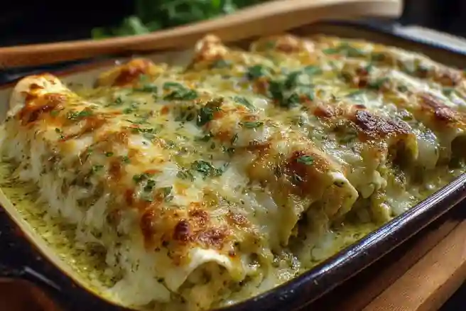 Creamy Green Chile Chicken Enchiladas