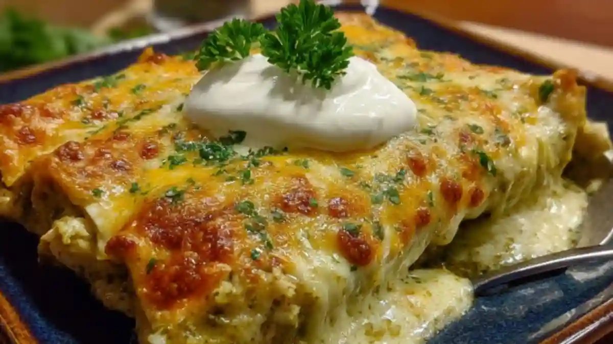 Creamy Green Chile Chicken Enchiladas