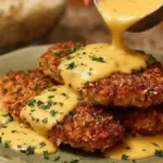 Crispy Pretzel-Crusted Chicken with Creamy Mustard Cheddar Sauce