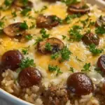 Deliciously Creamy Beef & Mushroom Rice Bake
