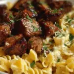 Garlic Butter Steak Bites and Creamy Alfredo Pasta