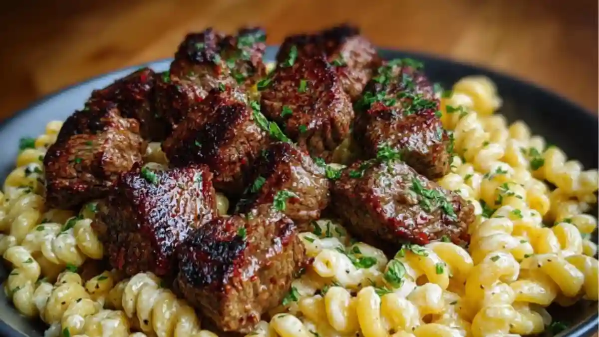 Garlic Butter Steak Bites with Creamy Pepper Jack Pasta