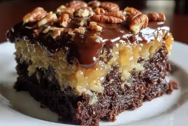 German Chocolate Poke Cake