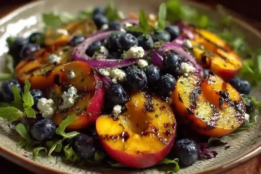 Grilled Peach Blueberry Salad