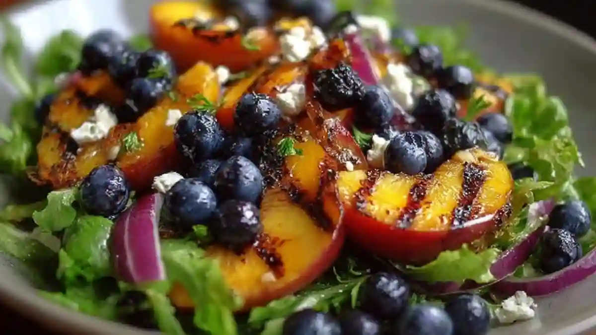 Grilled Peach Blueberry Salad