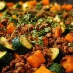 Ground Beef, Zucchini, and Sweet Potato Skillet