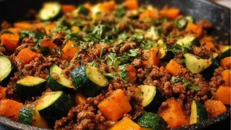 Ground Beef, Zucchini, and Sweet Potato Skillet