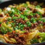 Healthy Chinese Ground Beef & Cabbage Stir Fry