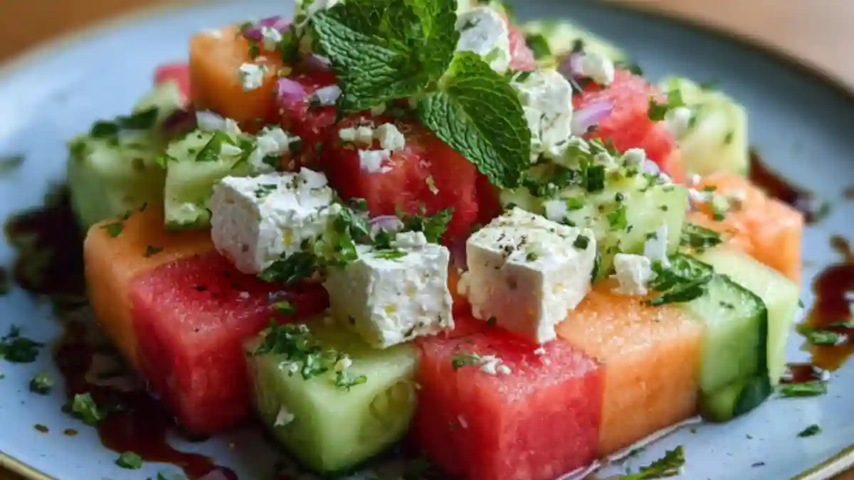 Melon and Feta Tetris Salad