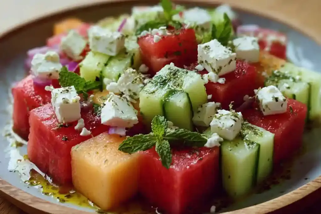 Melon and Feta Tetris Salad