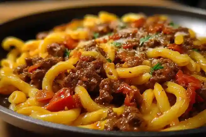 One-Skillet Zesty Honey Chili Beef Pasta