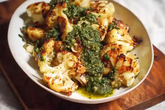 Roasted Cauliflower with Chimichurri Sauce