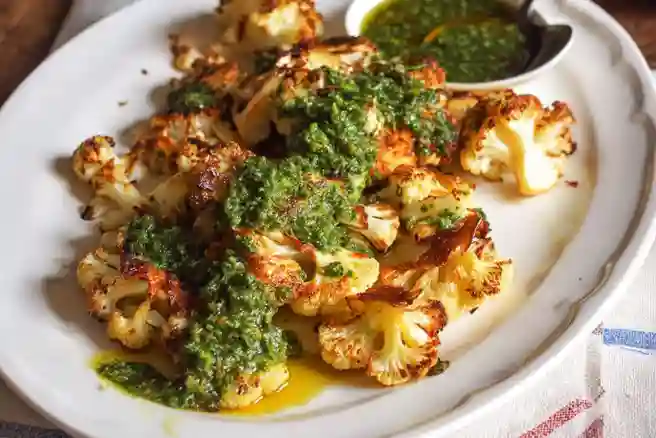 Roasted Cauliflower with Chimichurri Sauce