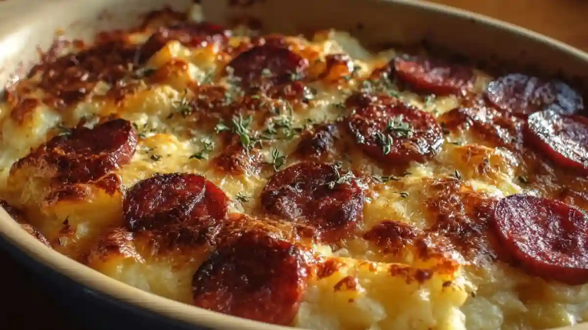 Smoked Sausage & Cheesy Potato Casserole