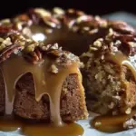 Apple Pecan Cake with Caramel Glaze