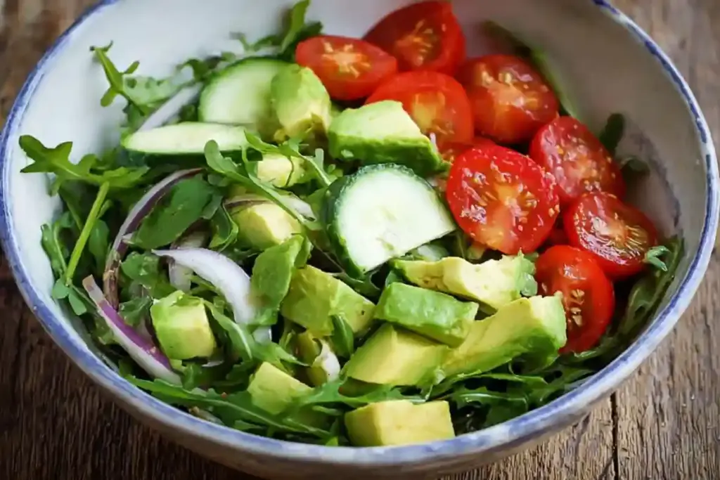 Arugula, Avocado, Tomato, and Cucumber Salad