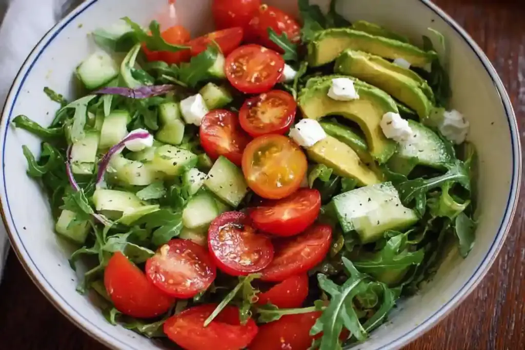 Arugula, Avocado, Tomato, and Cucumber Salad