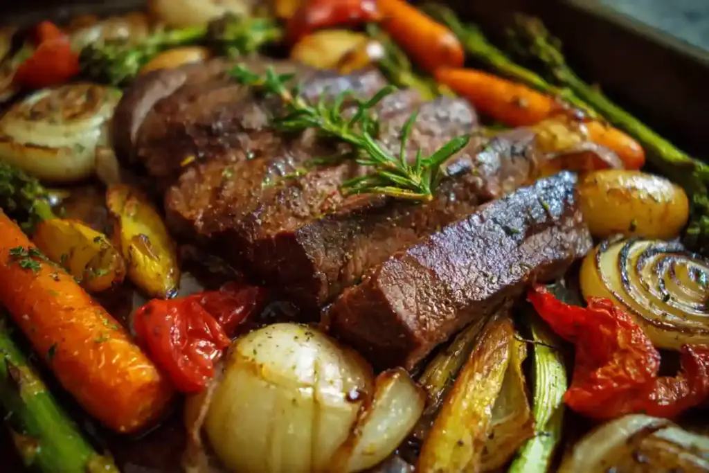 Baked Steak with Vegetables