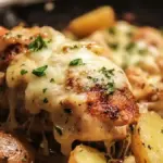 Cheesy Skillet Garlic Parmesan Chicken & Potatoes