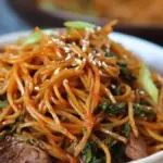Easy Korean Spicy Noodles with Beef