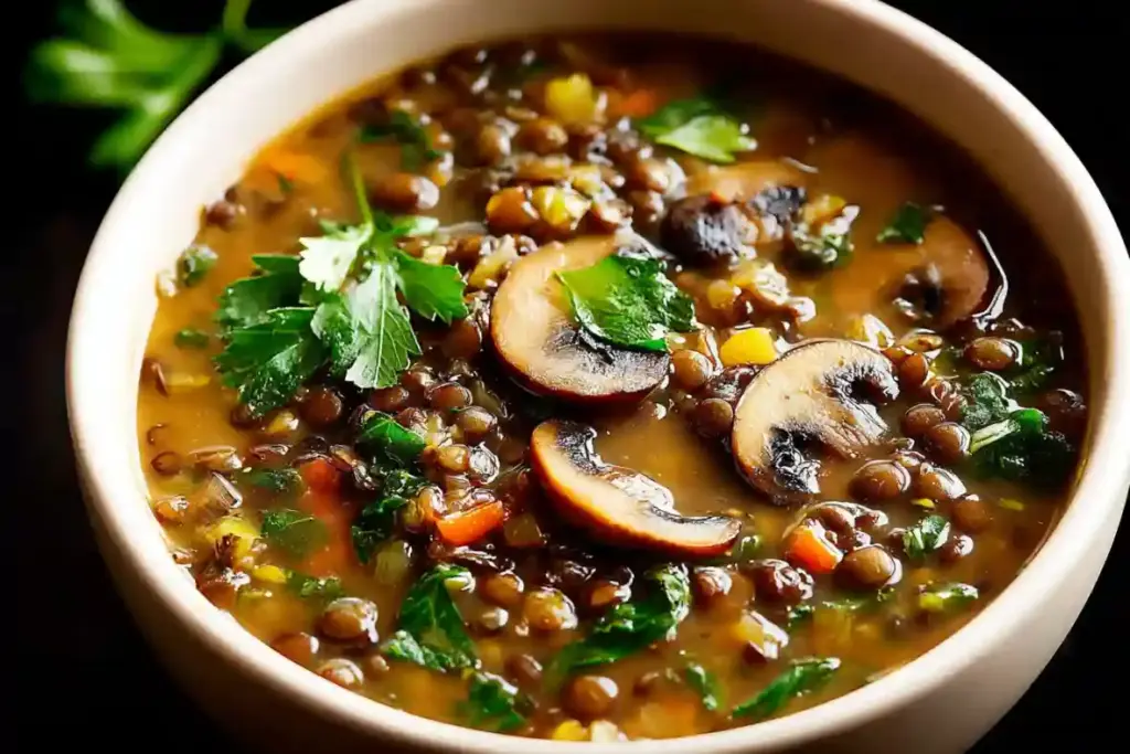 French Lentil and Mushroom Soup