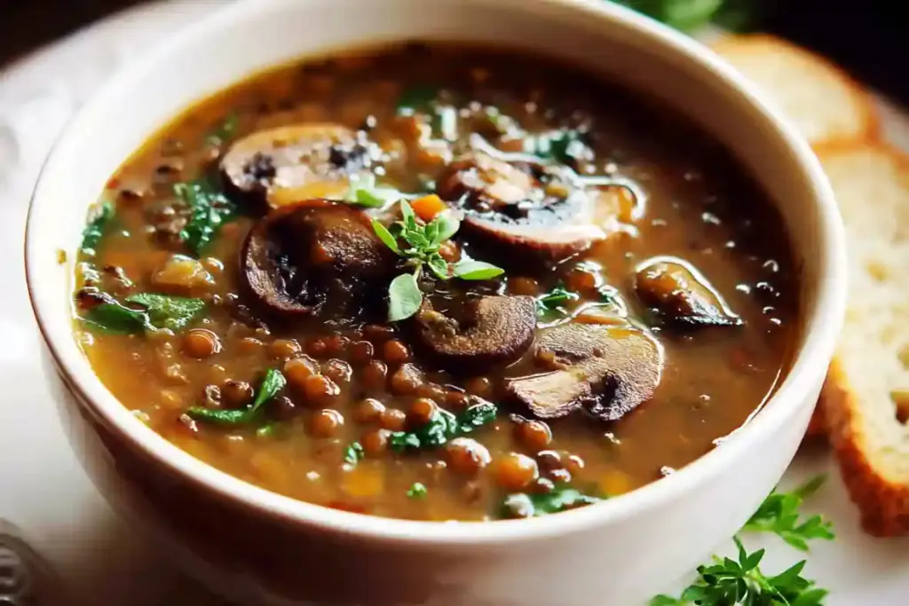 French Lentil and Mushroom Soup