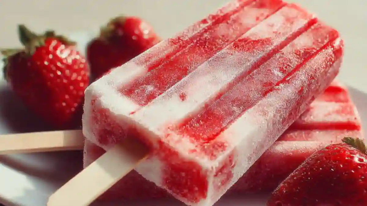 Delicious instant strawberry cream pops topped with fresh strawberries