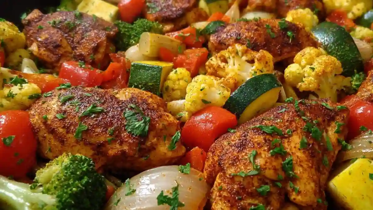 One Pan Spicy Cajun Chicken and Veggies