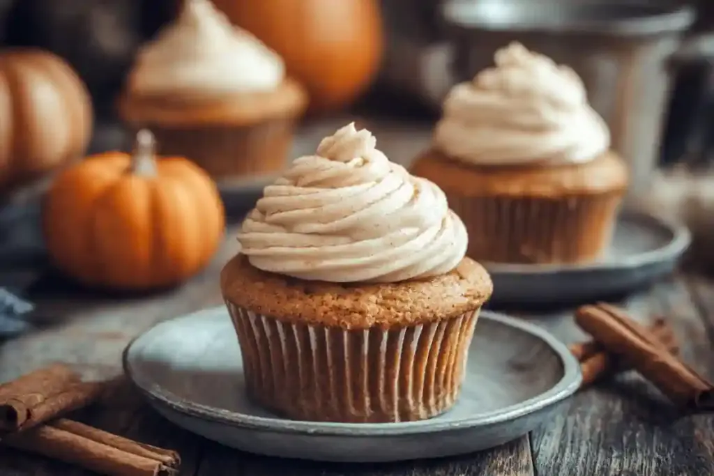 Pumpkin Cupcakes with Cinnamon Cream Cheese Frosting