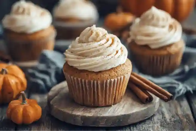 Pumpkin Cupcakes with Cinnamon Cream Cheese Frosting